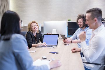 Image showing Startup Business Team At A Meeting at modern office building