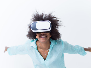 Image showing black girl using VR headset glasses of virtual reality