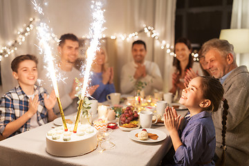 Image showing happy family having dinner party at home