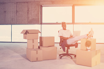 Image showing young black casual businessman on construction site