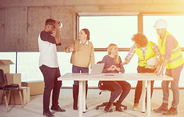 Image showing group of multiethnic business people on construction site