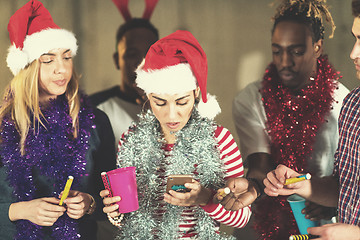 Image showing woman preparing music from the phone for dancing