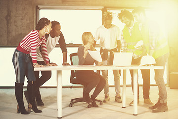 Image showing multiethnic business people on construction site