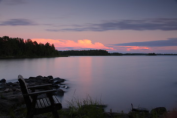 Image showing Sunset by the lake