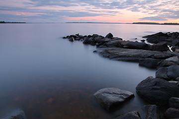 Image showing Sunset by the lake