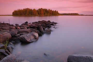 Image showing Sunset by the lake