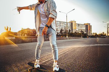 Image showing Young caucasian man, modern shot in film grain effect