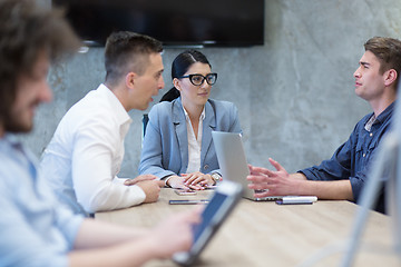 Image showing Startup Business Team At A Meeting at modern office building