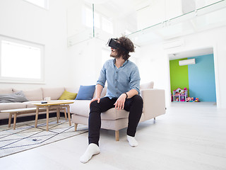 Image showing man using VR-headset glasses of virtual reality