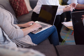 Image showing Startup Business Team At A Meeting at modern office building