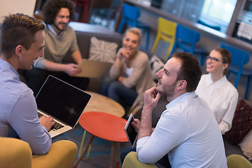 Image showing Startup Business Team At A Meeting at modern office building