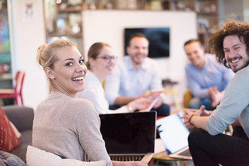 Image showing Startup Business Team At A Meeting at modern office building