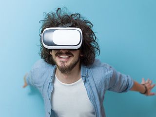 Image showing man using VR headset glasses of virtual reality