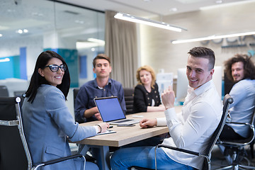 Image showing Startup Business Team At A Meeting at modern office building