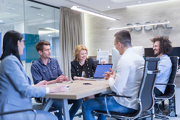 Image showing Startup Business Team At A Meeting at modern office building