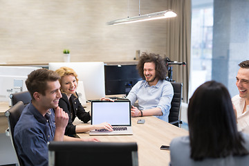 Image showing Startup Business Team At A Meeting at modern office building