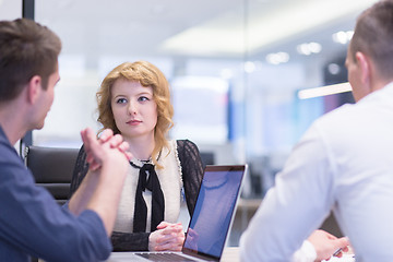 Image showing Startup Business Team At A Meeting at modern office building