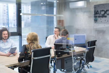 Image showing Startup Business Team At A Meeting at modern office building