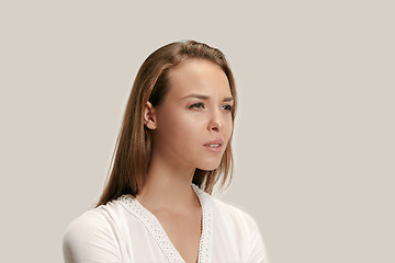 Image showing Annoyed young woman feeling frustrated with something. Human facial expressions, emotions and feelings.