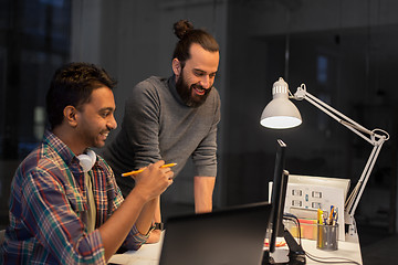 Image showing creative team with computer working late at office