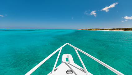 Image showing view from boat keel to ocean