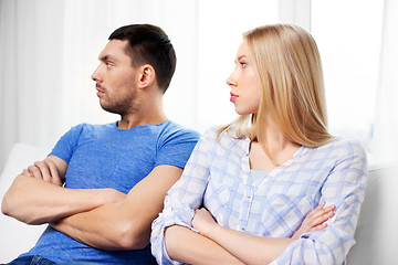 Image showing unhappy couple having argument at home