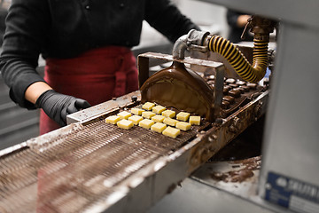 Image showing candies making by chocolate coating machine