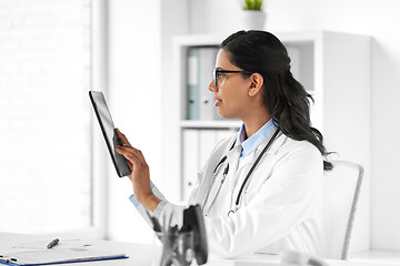 Image showing female doctor with tablet computer at hospital