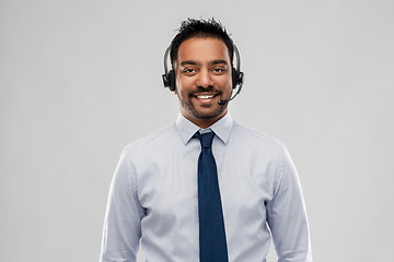 Image showing indian businessman or helpline operator in headset