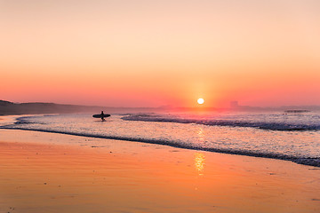 Image showing Surfer on the beach