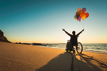 Image showing Woman on a wheelchair