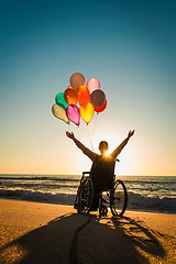 Image showing Woman on a wheelchair