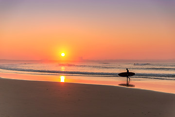 Image showing Surfer on the beach