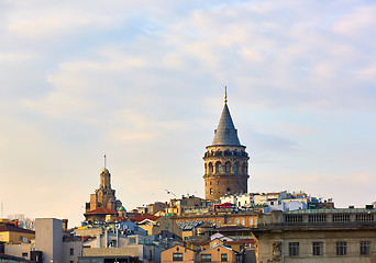 Image showing Istanbul at sunset - Galata district, Turkey