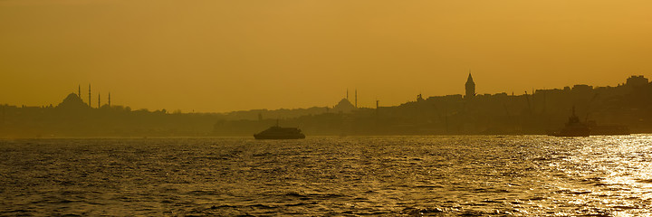 Image showing Istanbul beautiful silhouette on the bosphorus