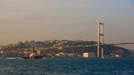 Image showing The Bosphorus Bridge connecting Europe and Asia.