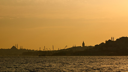 Image showing Istanbul beautiful silhouette on the bosphorus