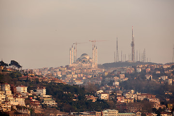 Image showing Istanbul Camlica Mosque or Camlica Tepesi Camii under construction. Camlica Mosque is the largest mosque in Asia Minor. Istanbul, Turkey.