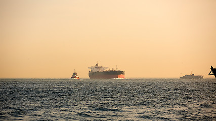 Image showing Logistics and transportation of International Container Cargo ship. Freight Transportation, Shipping.