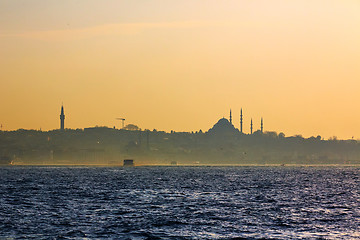 Image showing Istanbul beautiful silhouette on the bosphorus