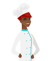 Image showing Young african-american chef laughing.