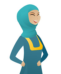 Image showing Young muslim business woman laughing.