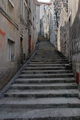Image showing Old stone stairs on the street in Blato, Croatia