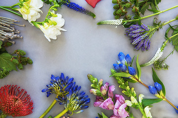 Image showing Flowers composition flatlay