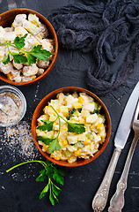 Image showing salad with corn and chicken