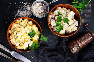 Image showing salad with corn and chicken