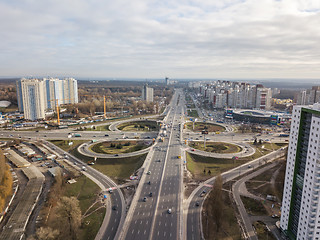 Image showing Aerial View of freeway traffic highway. Kiev, capital of Ukraine