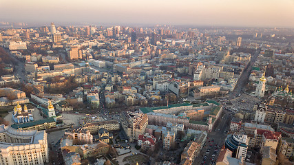 Image showing Sophia Tower and square, city center and Olympic Stadium in the city of Kiev