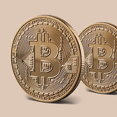 Image showing Coins bitcoin gold virtual crypto currency