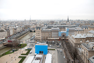 Image showing aerial view of Seine river and Eiffel tower, France